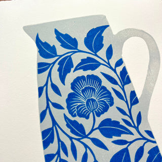 Hand Block Printed Pitcher Art Print - No. 5721
