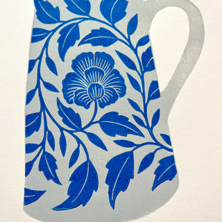 Hand Block Printed Pitcher Art Print - No. 5721
