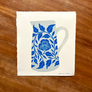Hand Block Printed Pitcher Art Print - No. 5721