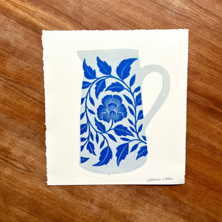 Hand Block Printed Pitcher Art Print - No. 5722