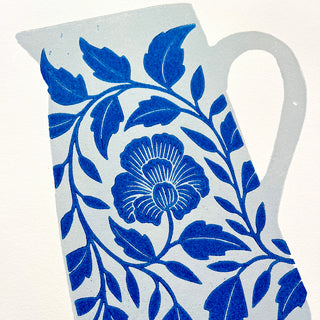 Hand Block Printed Pitcher Art Print - No. 5722