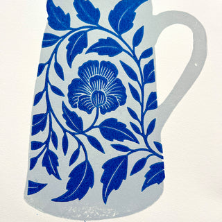 Hand Block Printed Pitcher Art Print - No. 5722