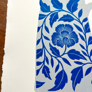 Hand Block Printed Pitcher Art Print - No. 5722