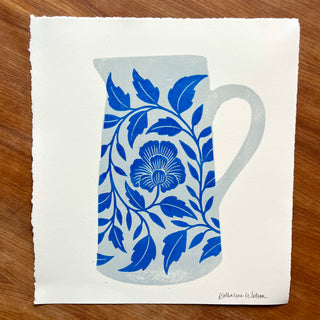 Hand Block Printed Pitcher Art Print - No. 5723