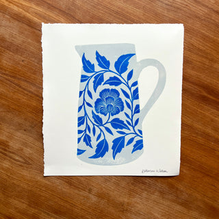 Hand Block Printed Pitcher Art Print - No. 5723