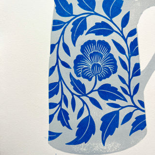 Hand Block Printed Pitcher Art Print - No. 5723
