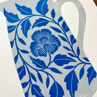 Hand Block Printed Pitcher Art Print - No. 5723
