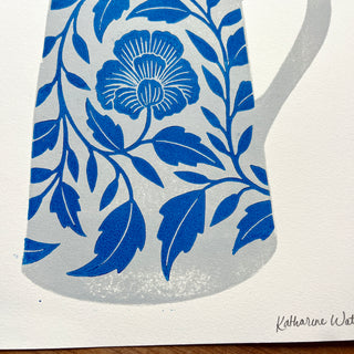 Hand Block Printed Pitcher Art Print - No. 5723