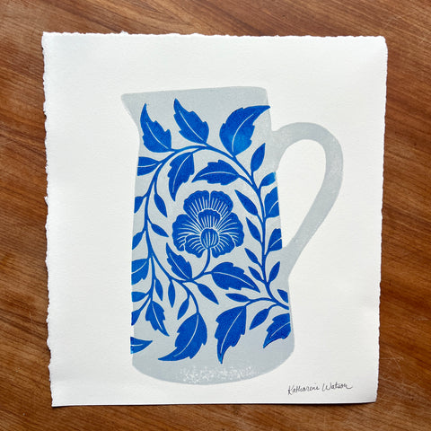 Hand Block Printed Pitcher Art Print - No. 5724