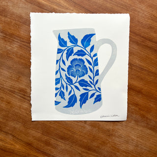Hand Block Printed Pitcher Art Print - No. 5724