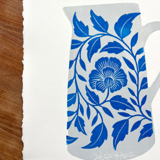 Hand Block Printed Pitcher Art Print - No. 5724