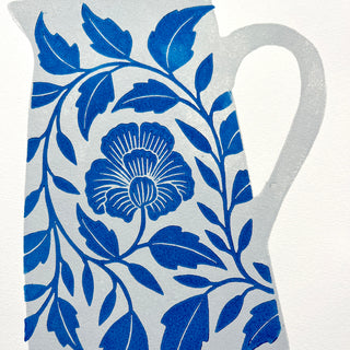 Hand Block Printed Pitcher Art Print - No. 5724