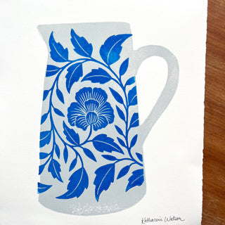 Hand Block Printed Pitcher Art Print - No. 5724