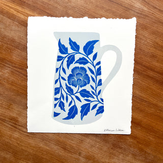 Hand Block Printed Pitcher Art Print - No. 5725