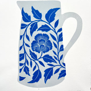 Hand Block Printed Pitcher Art Print - No. 5725