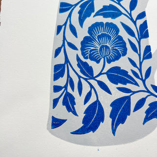 Hand Block Printed Pitcher Art Print - No. 5725