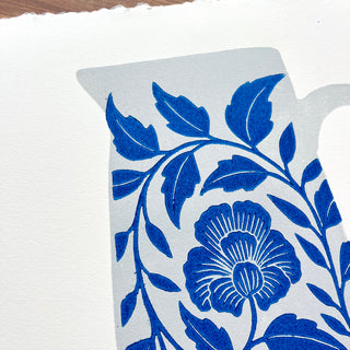 Hand Block Printed Pitcher Art Print - No. 5725