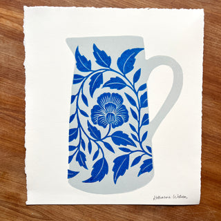 Hand Block Printed Pitcher Art Print - No. 5726