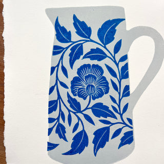 Hand Block Printed Pitcher Art Print - No. 5726