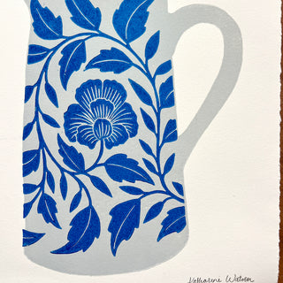 Hand Block Printed Pitcher Art Print - No. 5726