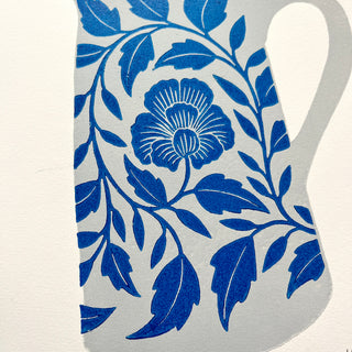 Hand Block Printed Pitcher Art Print - No. 5726