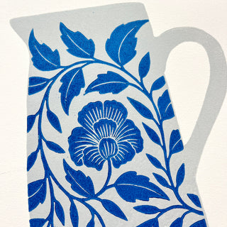 Hand Block Printed Pitcher Art Print - No. 5726