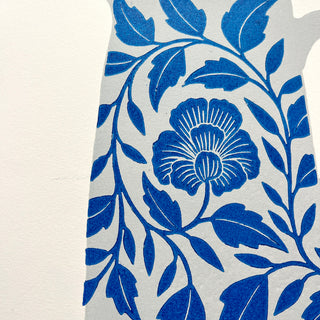 Hand Block Printed Pitcher Art Print - No. 5726