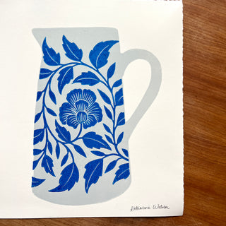 Hand Block Printed Pitcher Art Print - No. 5726