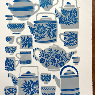 Hand Block Printed Tea Set Art Print - No. 5729