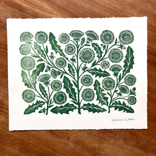 Hand Block Printed Dandelion Art Print - No. 5732