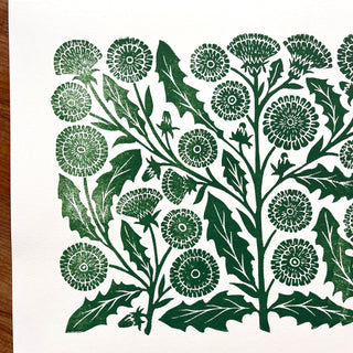 Hand Block Printed Dandelion Art Print - No. 5732