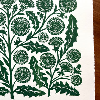 Hand Block Printed Dandelion Art Print - No. 5732