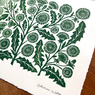 Hand Block Printed Dandelion Art Print - No. 5732