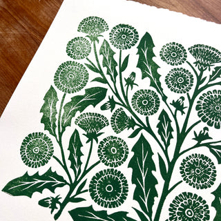 Hand Block Printed Dandelion Art Print - No. 5732