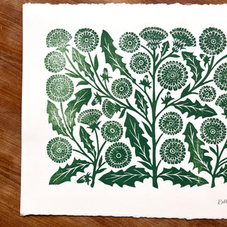 Hand Block Printed Dandelion Art Print - No. 5732