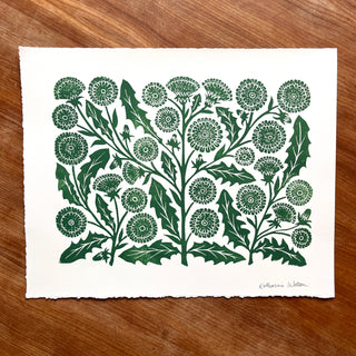 Hand Block Printed Dandelion Art Print - No. 5733