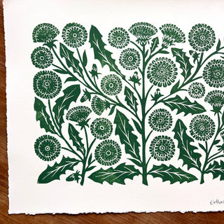 Hand Block Printed Dandelion Art Print - No. 5733