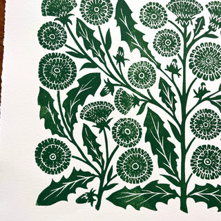 Hand Block Printed Dandelion Art Print - No. 5733