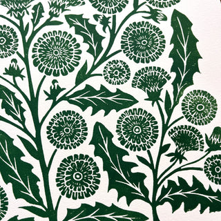 Hand Block Printed Dandelion Art Print - No. 5733