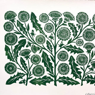 Hand Block Printed Dandelion Art Print - No. 5733