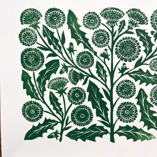 Hand Block Printed Dandelion Art Print - No. 5734