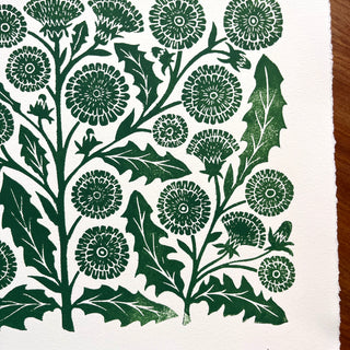 Hand Block Printed Dandelion Art Print - No. 5734