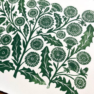 Hand Block Printed Dandelion Art Print - No. 5734