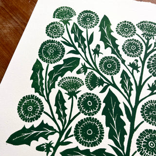 Hand Block Printed Dandelion Art Print - No. 5734