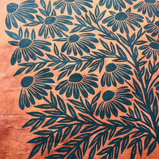 Hand Block Printed Rudbeckia Art Print - No. 5736
