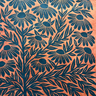 Hand Block Printed Rudbeckia Art Print - No. 5736