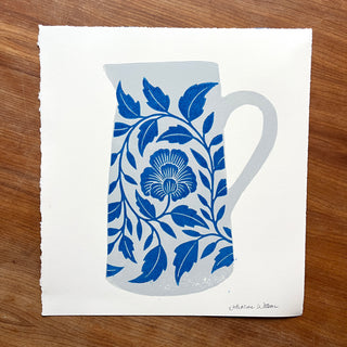 SECONDS : Hand Block Printed Pitcher Art Print - No. 5741