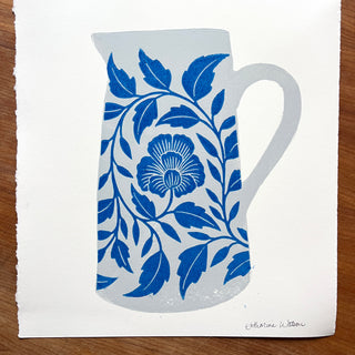 SECONDS : Hand Block Printed Pitcher Art Print - No. 5741