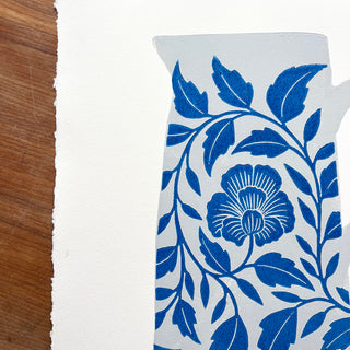 SECONDS : Hand Block Printed Pitcher Art Print - No. 5741