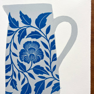 SECONDS : Hand Block Printed Pitcher Art Print - No. 5741